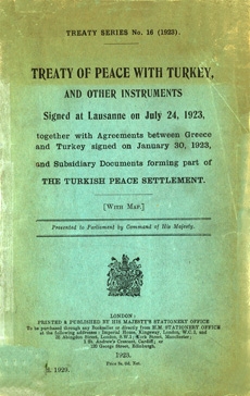 Treaty of Peace With Turkey, Treaty Series No. 16 (1923)