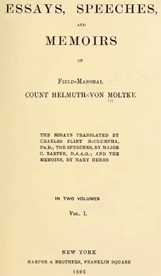 Speeches and memoirs of Helmuth von Moltke