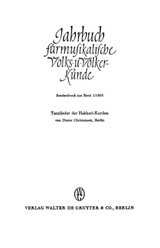 Jahrbuch für musikalische Volks u Völker-Künde