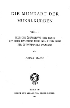 Kurdisch-Persische Forschungen: die Mundart der Mukri-Kurden 