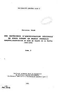 Une Expérience d'Administration Régionale en Syrie - II