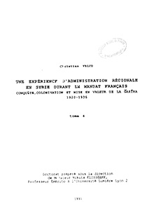 Une Expérience d'Administration Régionale en Syrie - IV