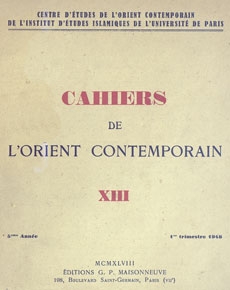 Cahiers de l'Orient contemporain XIII
